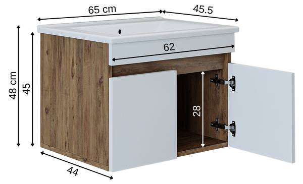 Badmöbel Set ATRIA-65 2-teilig Eiche Weiß Dekor
