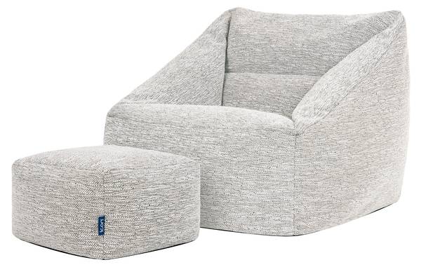 Sitzsack Natalia mit Hocker 2er Set Beige - Webstoff - 70 x 65 x 70 cm