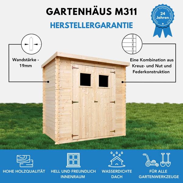 Gartenhaus M311 Beige - Fichte - 200 x 200 x 130 cm