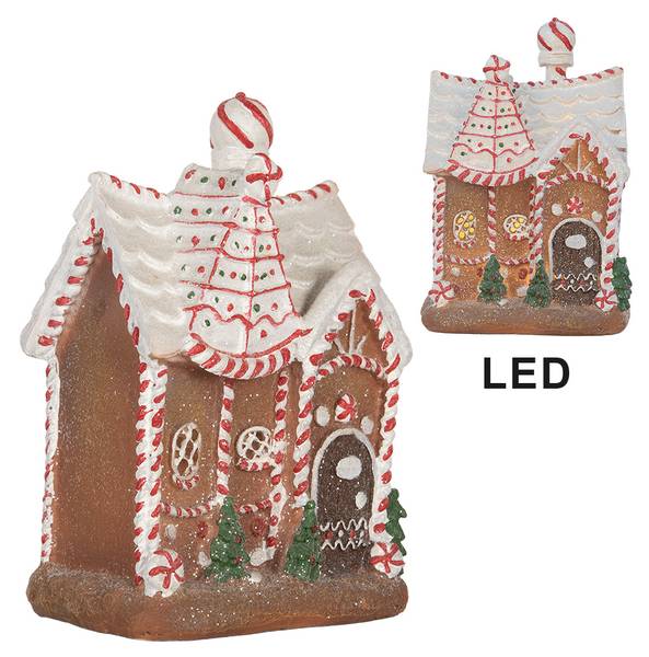 Lebkuchenhaus mit LED Suhl Braun - Kunststoff - 12 x 23 x 16 cm