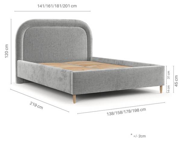 Polsterbett ZOYA mit Stauraum Stoff Riva Grau - Liegefläche Breite: 180 cm