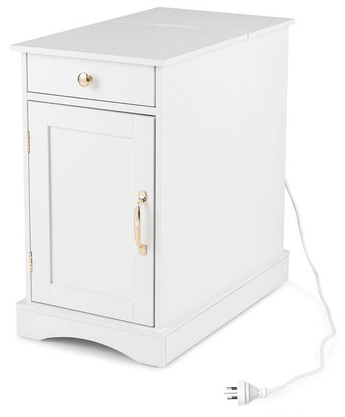 Nachttisch JV13071DE-WH Weiß - Holzwerkstoff - 60 x 62 x 35 cm
