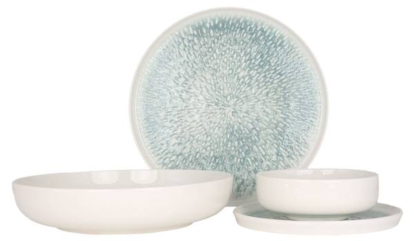 Geschirrset Asel 24-tlg Blau - Porzellan - Höhe: 2 cm