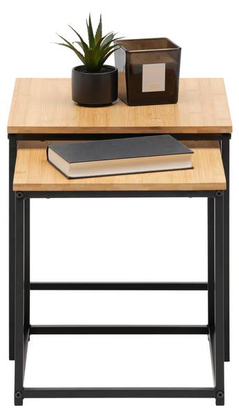 Beistelltischset KOKO Beige - Schwarz - Holzwerkstoff - Metall - 38 x 40 x 38 cm