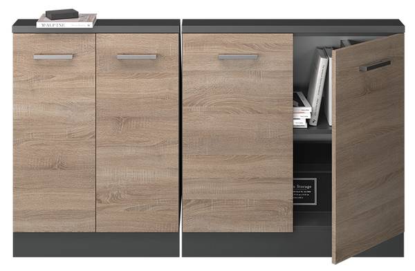 Ensembles de meuble sous pente Rion55997 Anthracite - Imitation chêne de Sonoma - Largeur : 140 cm