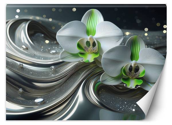 Fotobehang bloem abstractie orchidee 100 x 70 cm
