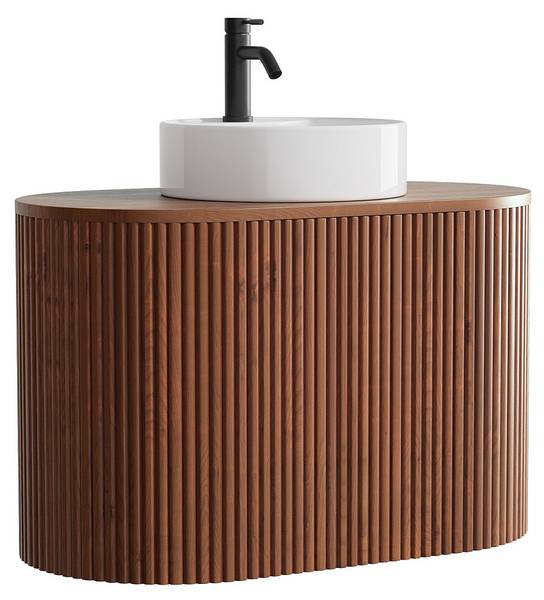 Einzelwaschtisch TOWARI Braun - Holz teilmassiv - 90 x 56 x 50 cm
