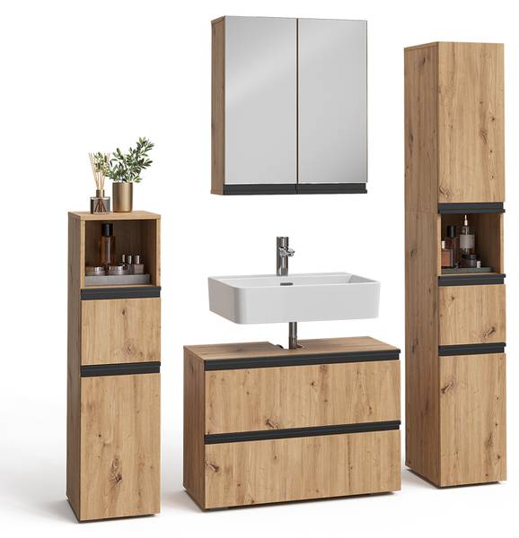 Badmöbel-Set Torren 59600 Braun - Holzwerkstoff - 80 x 58 x 35 cm