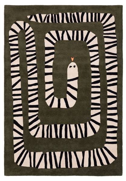 Kurzflorteppich Schlange Dunkelgrün - 160 x 230 cm