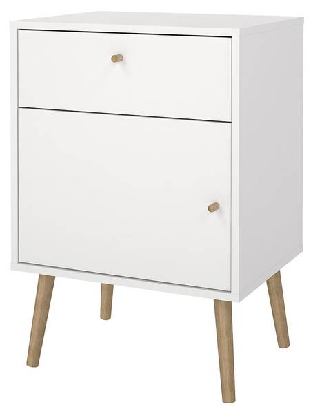 Nachttisch Bodo Weiß - Holz teilmassiv - 51 x 73 x 40 cm