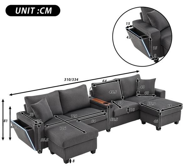 Ecksofa GLOWCHANGE Ⅳ Grau