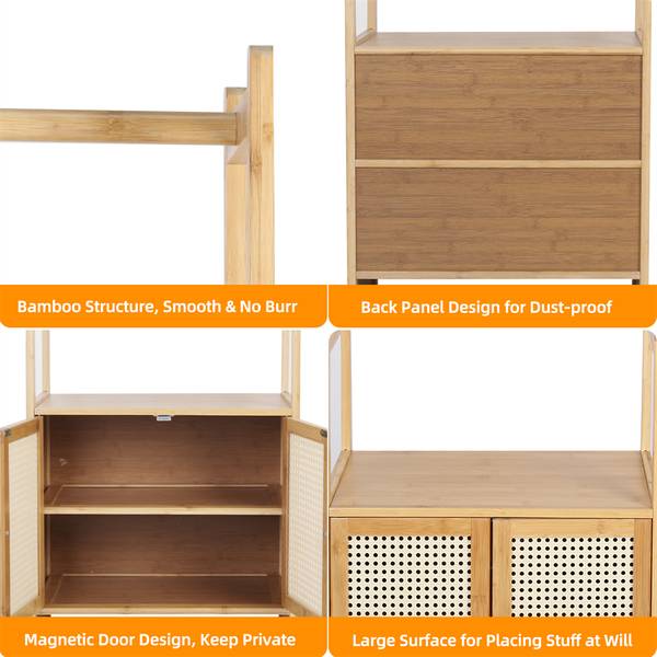 Kleiderständer Kleiderschrank Holz Beige - Bambus - Holzwerkstoff - 31 x 168 x 53 cm