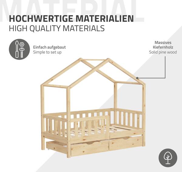 Hausbett YORK 76 x 141 x 147 cm - Braun