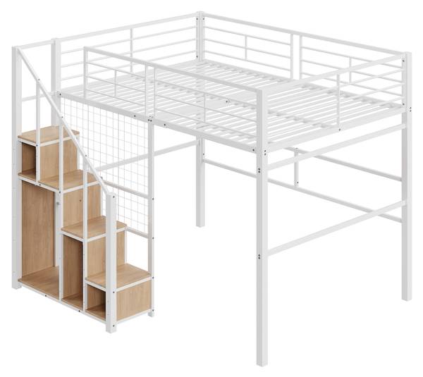 Hochbett-BB1032 Weiß - Metall - 188 x 170 x 210 cm