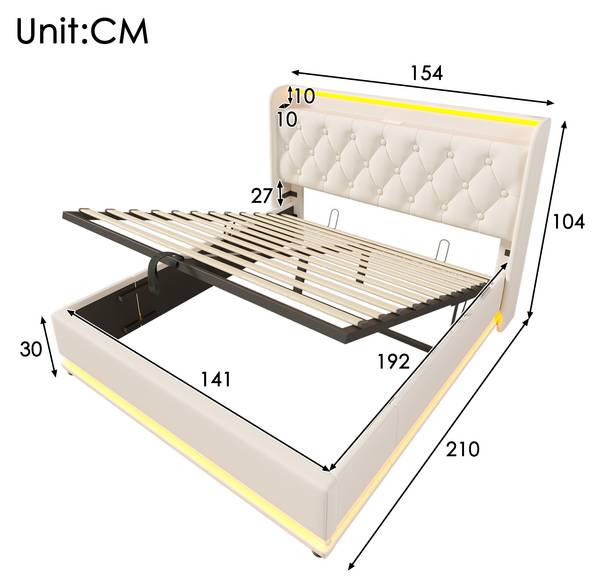 Polsterbett LadeZoom Ⅱ Weiß