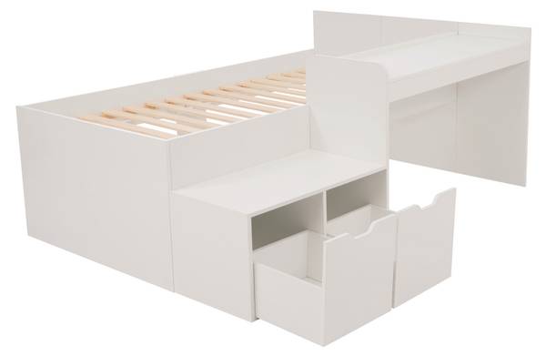 Kinderbett LucyWoody Ⅰ Weiß - Holzwerkstoff - Massivholz - 137 x 83 x 205 cm