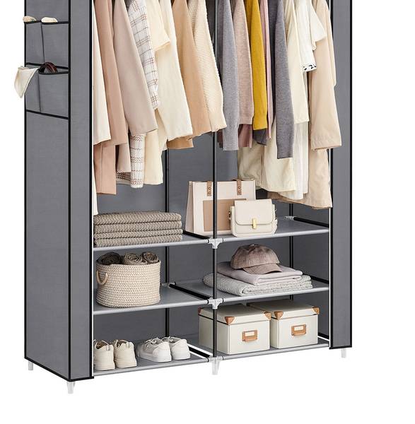 Armoire en tissu Monrovia Victoria Gris - Matière plastique - 127 x 176 x 45 cm
