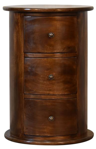 Kommode Trommel Braun - Mango - Messing - 40 x 58 x 40 cm
