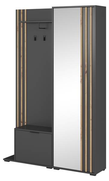 Garderobe Nel Braun - Dunkelgrau - Grau - Eiche Dekor