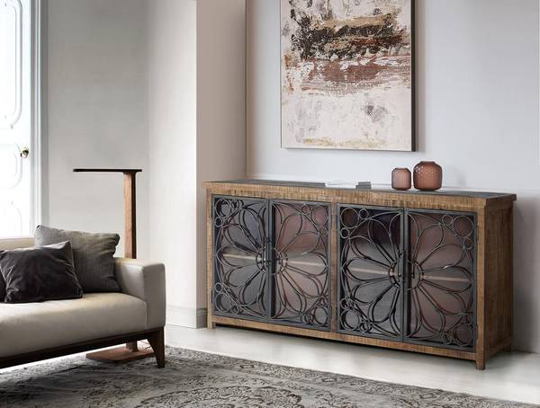 Anrichte 1280 Braun - Massivholz - 40 x 95 x 190 cm