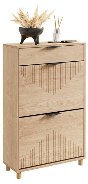 Schuhschrank FSR212-N Braun - Holzwerkstoff - Massivholz - 24 x 95 x 60 cm