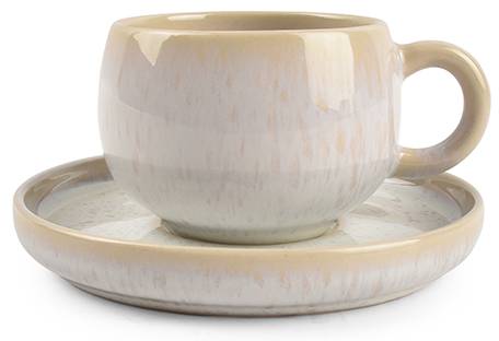 Mokkaschale Curvy - 4er-Set Weiß - Stein - 11 x 2 x 11 cm