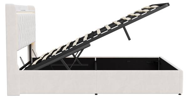 Polsterbett Boxspringbett MOKP Beige - Metall - Massivholz - 165 x 108 x 209 cm