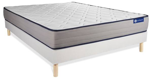 Bettgestell und Matratze Actimemo form Weiß - Massivholz - 150 x 51 x 195 cm
