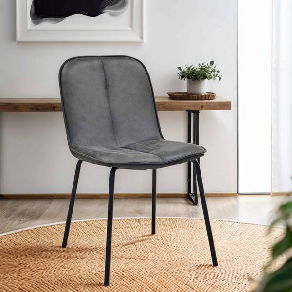 Stühle 2er-Set Alix Grau - Wolle - Stahl - 49 x 82 x 61 cm
