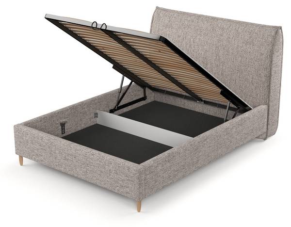 Polsterbett MIRA mit Stauraum Stoff Neve Steingrau - Liegefläche Breite: 120 cm