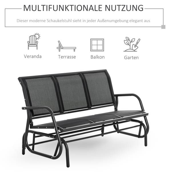 Banc à bascule 84B-531 Noir - Métal - 70 x 85 x 147 cm