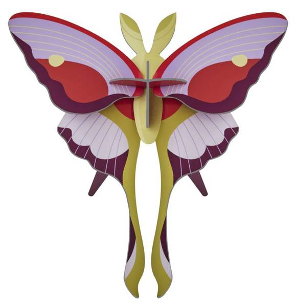 Wandobjekt Elegante Mottenflügel Naturfaser - Papier - 6 x 15 x 14 cm