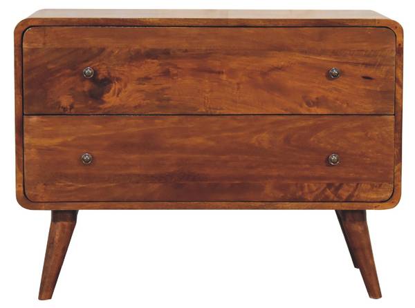 Commode Stella Marron - Manguier - Laiton - 80 x 58 x 35 cm