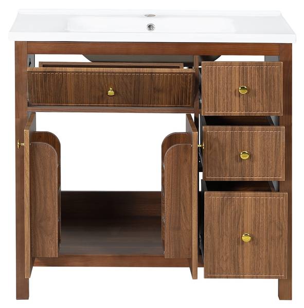 Waschtischunterschrank Kronos Ⅱ Walnuss Dekor
