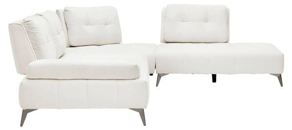 Ecksofa ESTELLA Weiß - Textil - Holz teilmassiv - 1 x 1 x 1 cm