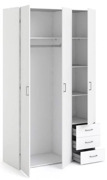 Kleiderschrank Spell Weiß - Holz teilmassiv - 116 x 200 x 50 cm