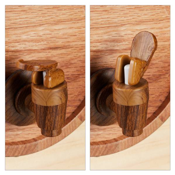 Schnapsfass aus Eichenholz Braun - Gold - Aluminium - 16 x 23 x 24 cm