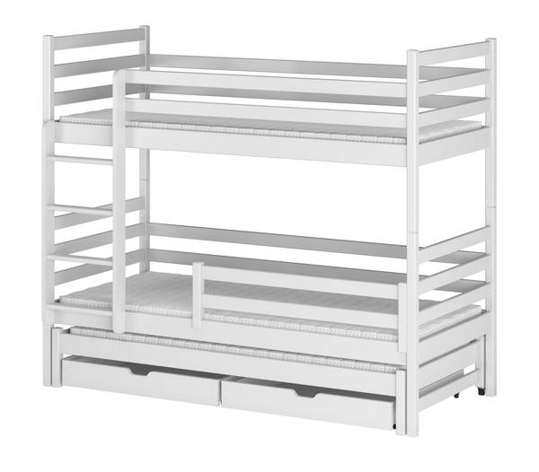 Hochbett Joel Weiß - Holzwerkstoff - Massivholz - 90 x 160 x 200 cm