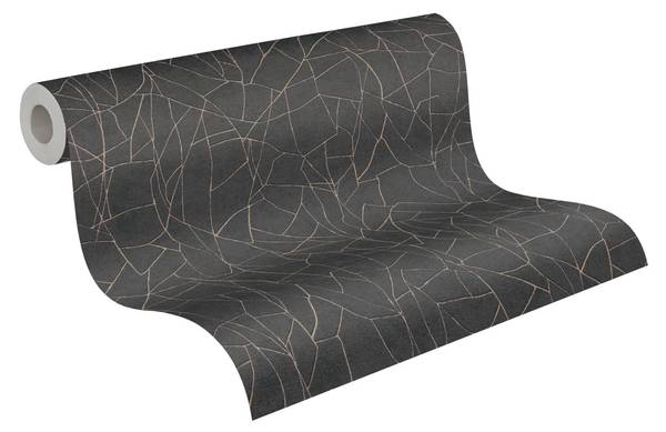 Vliestapete 399344-GU Schwarz - Fleece - 53 x 1005 x 1 cm
