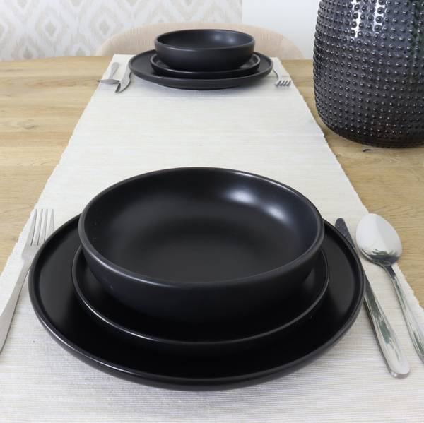 Tiefe Teller Suppenteller 6er Set 19cm Schwarz - Keramik - 19 x 6 x 19 cm