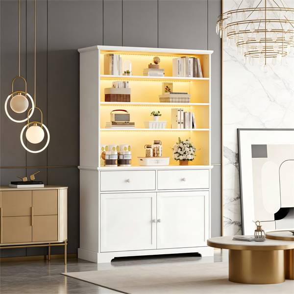 Armoire Haute Ourea Ⅲ Blanc - Bois manufacturé - 38 x 170 x 100 cm