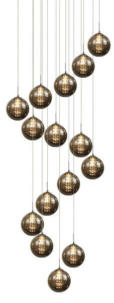 Suspension Energie 15 ampoules Gris - Verre - 41 x 320 x 41 cm