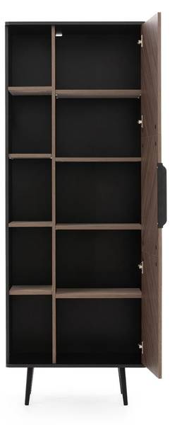 Bücherregal ELIO Schwarz - Braun - Holzwerkstoff - Metall - 150 x 80 x 41 cm