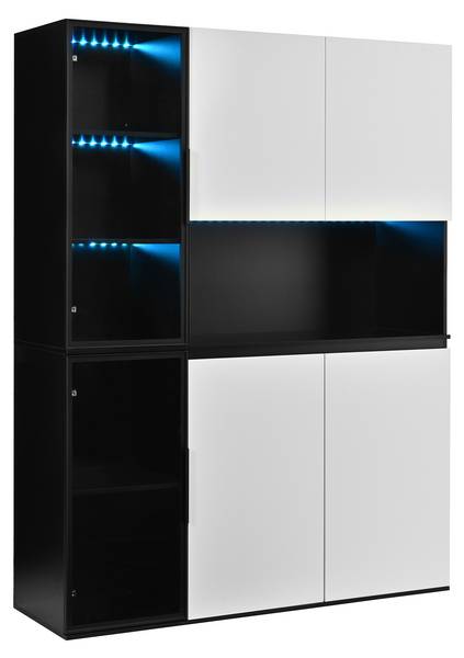 Hochschrank Ourea Ⅶ Schwarz - Weiß - Holzwerkstoff - 120 x 160 x 40 cm