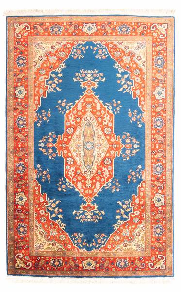 Orientteppich Oriental Blau - Wolle - 124 x 1 x 200 cm