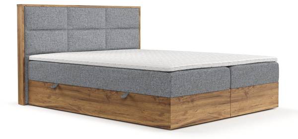 Boxspringbett Ikigai mit Topper Grau - Liegefläche Breite: 160 cm
