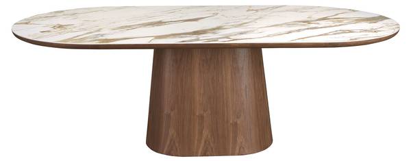 Esstisch 1173 Gelb - Walnuss - Marmor - 240 x 76 x 120 cm