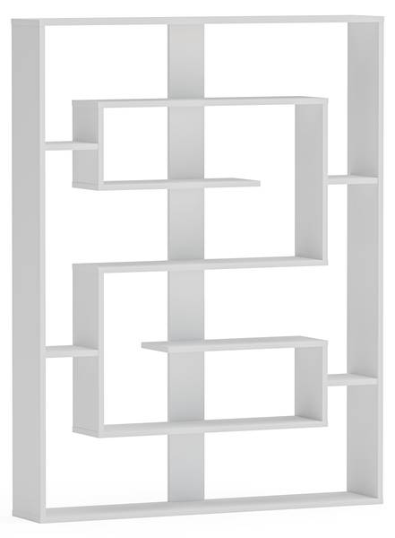 Esteban Bibliothèque Blanc - Bois manufacturé - 22 x 156 x 120 cm
