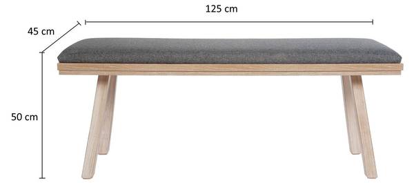 Sitzbank gepolstert Die Zeitlose Grau - Eiche Hell
