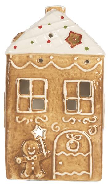 Teelichthalter Haus Nancys Braun - Keramik - 7 x 16 x 9 cm